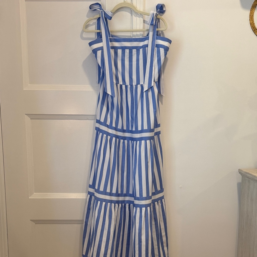 Aura Blue and White Striped Maxi Dress